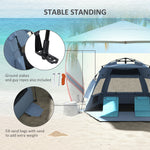 Pop Up Beach Tent For 2-3 Person With Carry Bag, Upf15+ | Blue