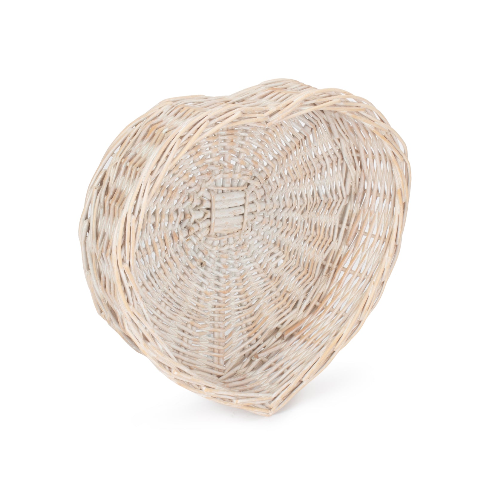 Wicker White Wash Heart Shaped Tray | Medium | White