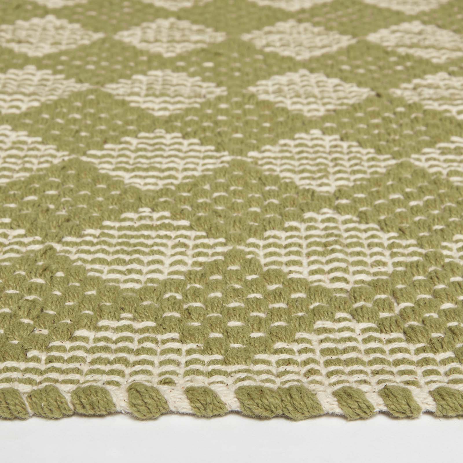 Lima Handwoven Green Cotton Textured Rug | 120cm x 180cm | Ochre