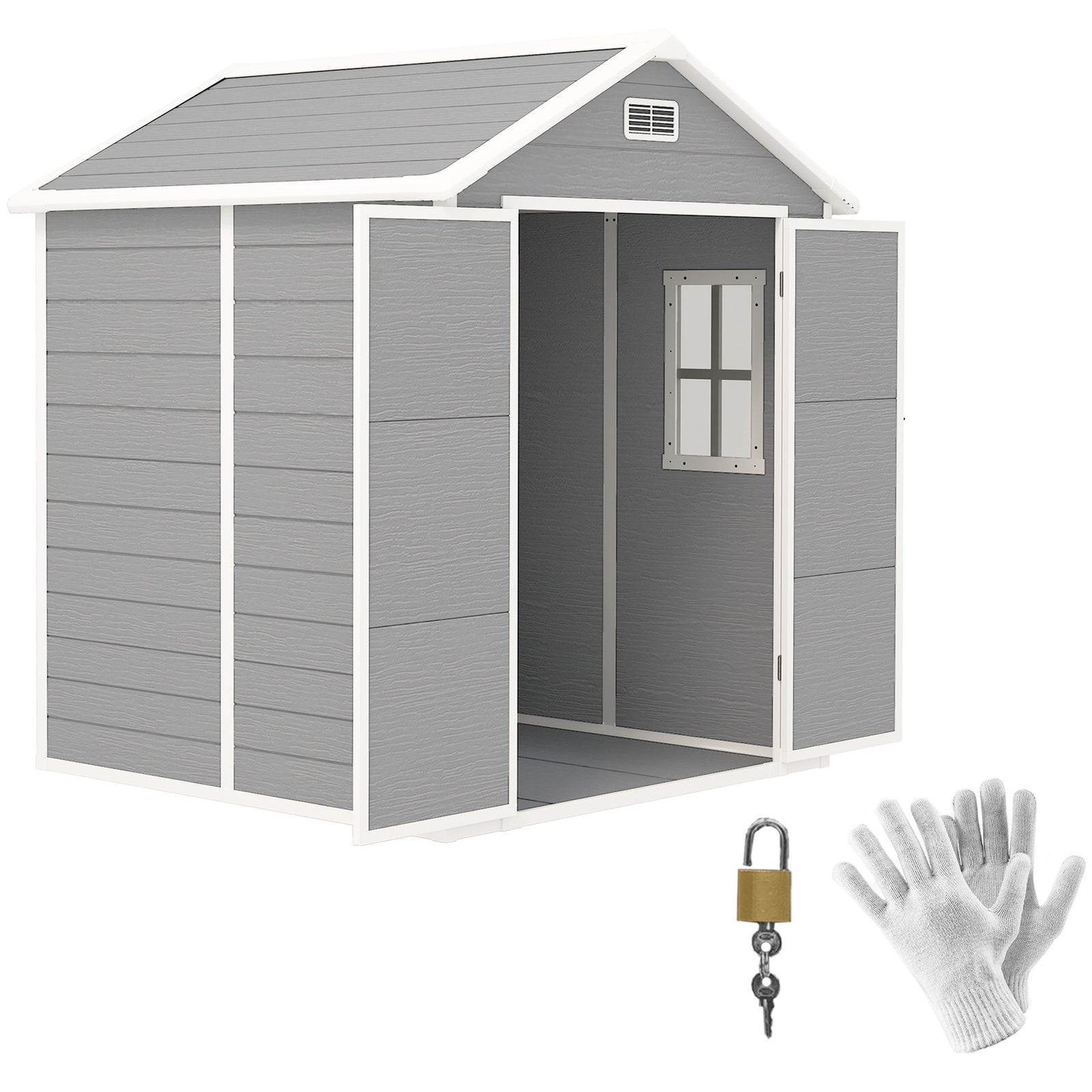 6 X 5ft Resin Garden Shed With Floor And Window | Dark Gray