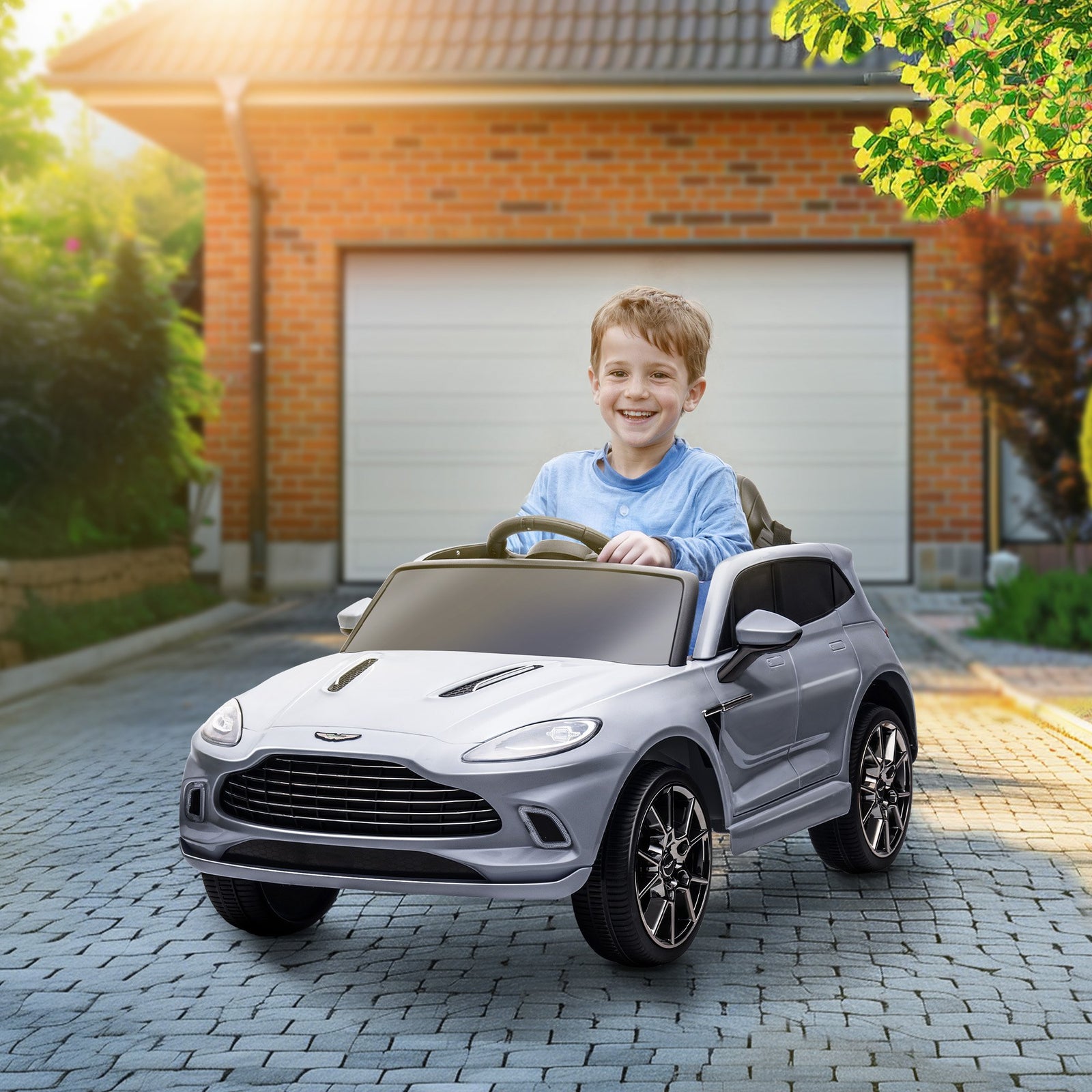 Aston Martin Dbx Licensed 12v Kids Ride On Car W/ 4 Suspension Wheels | Gray