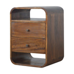 Solid Wood Chestnut Curve 2 Drawer Bedside