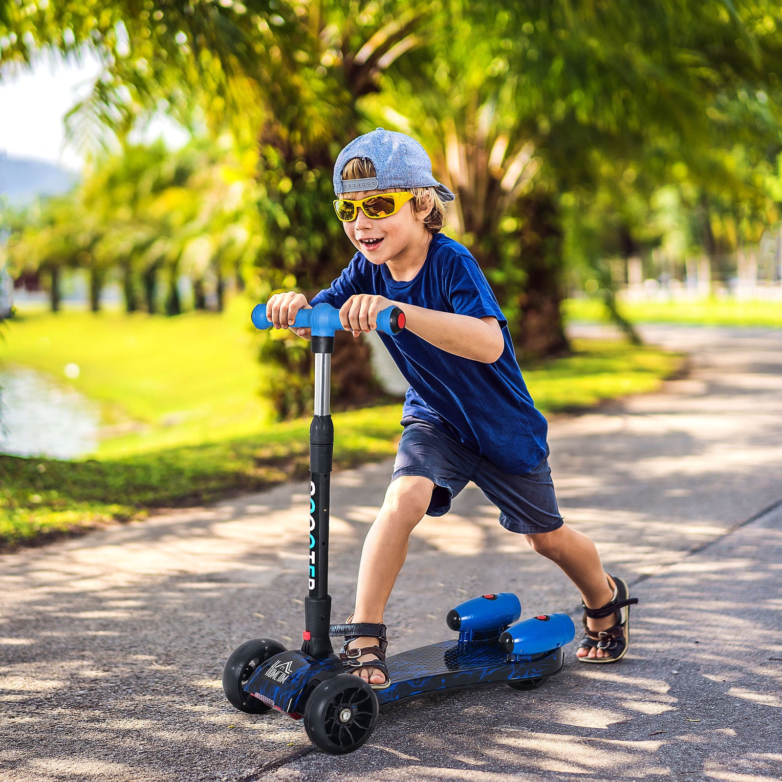 Child 3-wheel Scooter Light Music Water Spray Rechargeable 3-6 Yrs | Blue