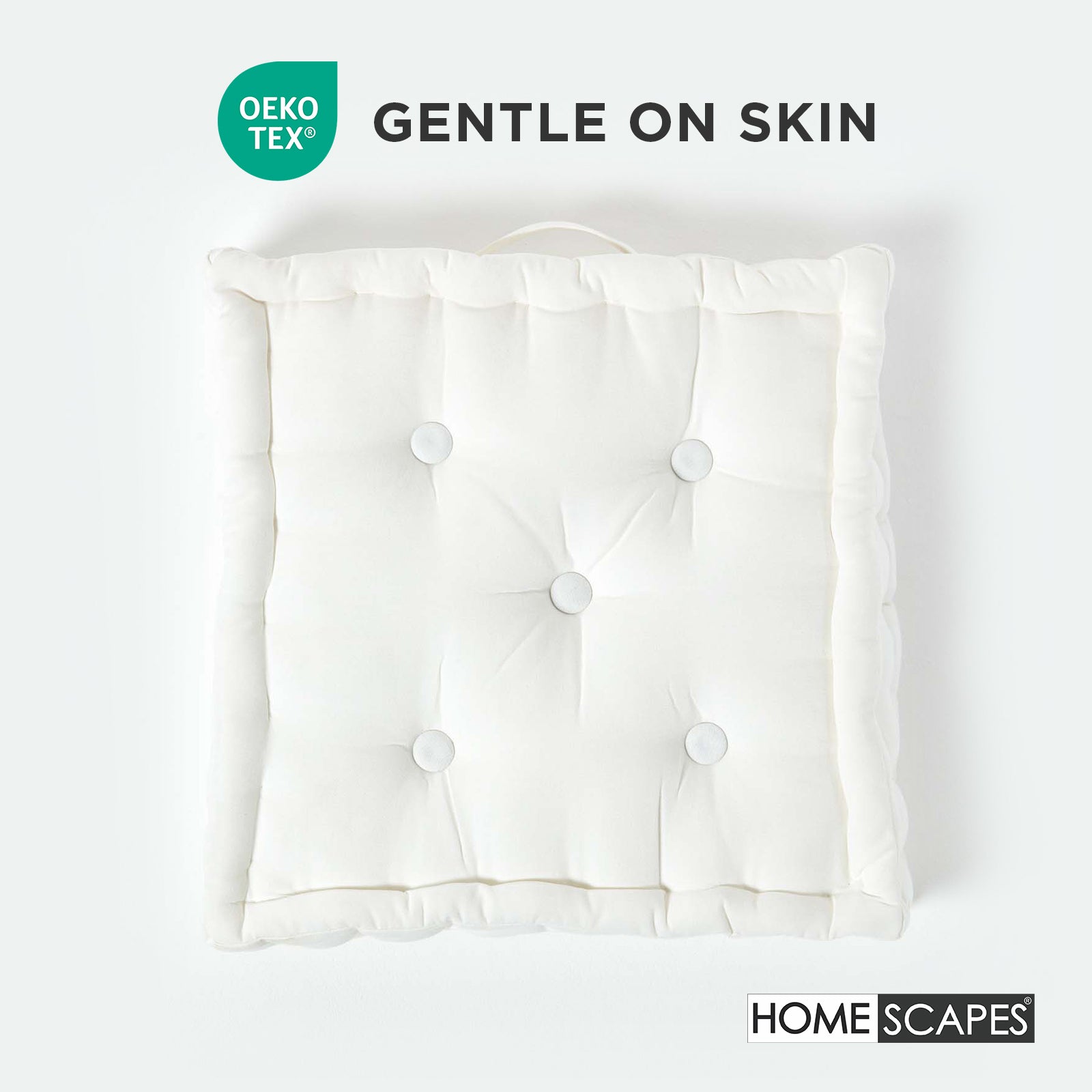 Cotton Plain Floor Cushion | 40cm x 40cm | White