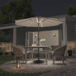 3m Solar Led Patio Umbrella, Outdoor Parasol With 16 Led Tubes, Crank Lift & Push Button Tilt With Round Base | One Size | Beige