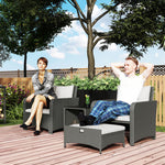 Wicker Patio Conversation Set With 2 Armchairs And 6 Cushions | Cream