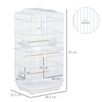 92cm Large Bird Cage With Perches, Food Bowls, Swing | White