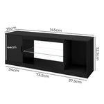 Tv Stand Entertainment Unit Tv Cabinet Stand Storage With Led 140cm Black | Black