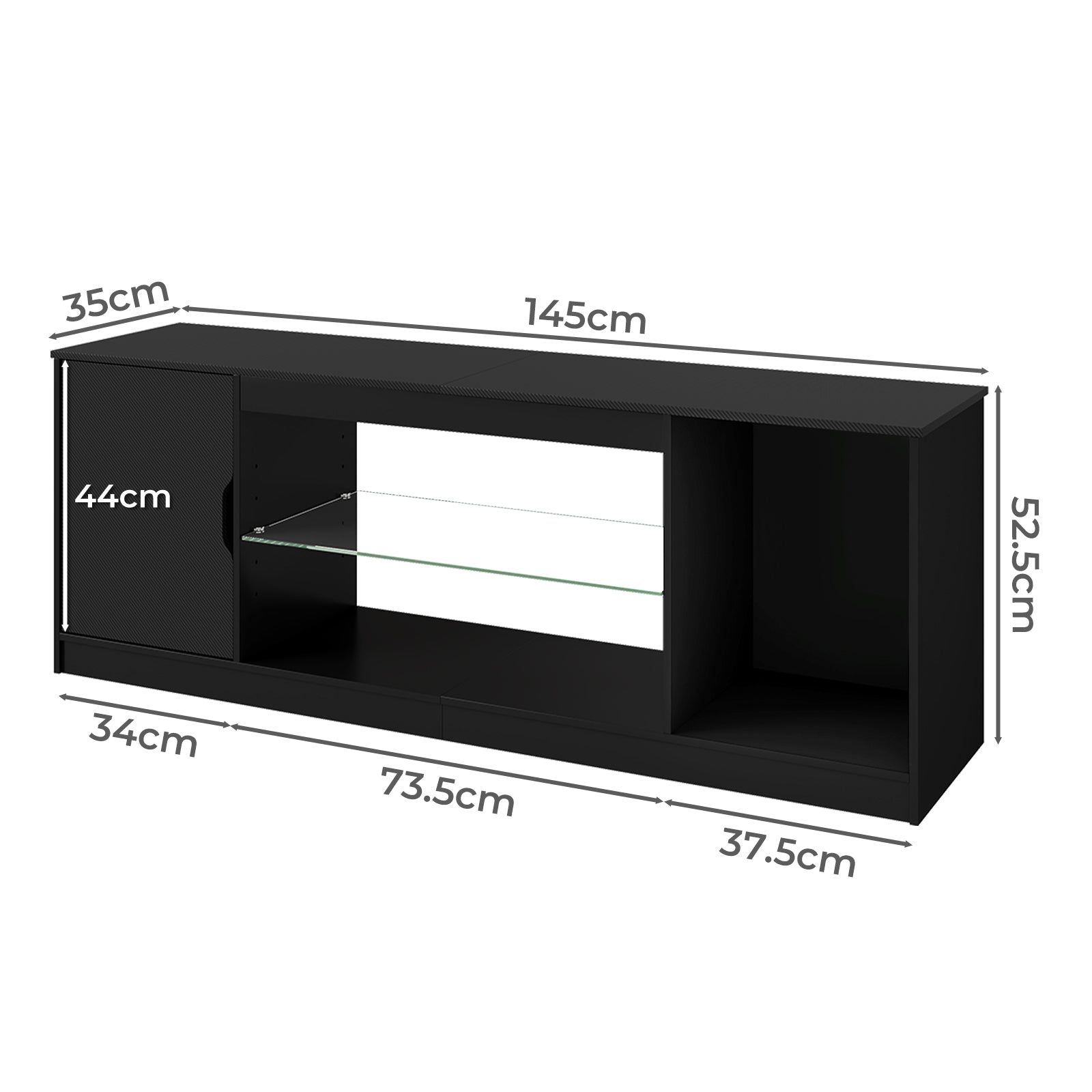 Tv Stand Entertainment Unit Tv Cabinet Stand Storage With Led 140cm Black | Black