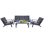 Malibu Aluminium 5 Seat Lounge Set In Grey With Olefin Cushions & Syn-teak Arms | 5 Seat | Grey