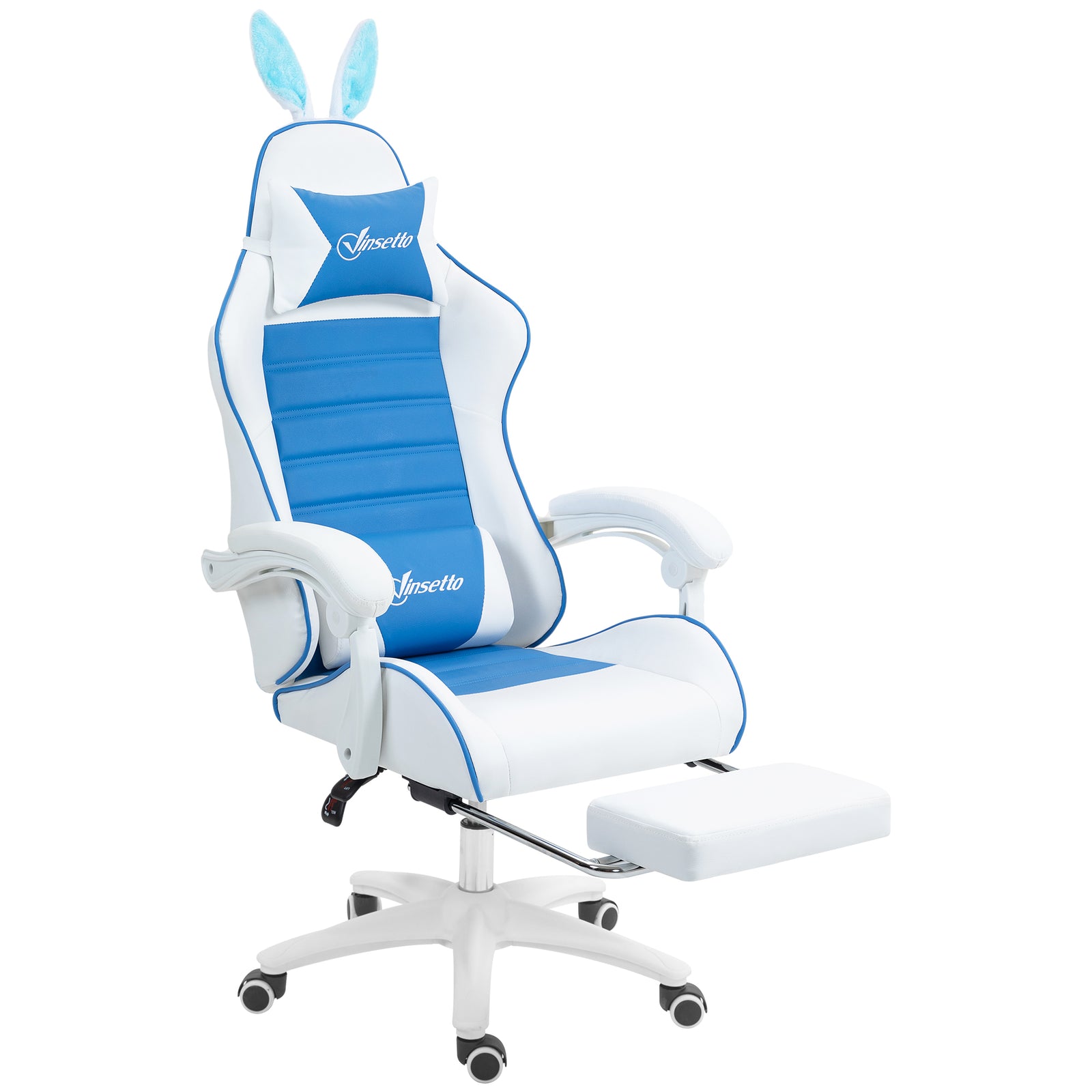 Racing Chair W/ Footrest Rabbit Ears | Blue
