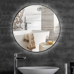 40cm/60cm/80cm Diameter Nordic Round Round Wall Mirror Bathroom Framed Mirror Wall Hanging | 80cm | Black