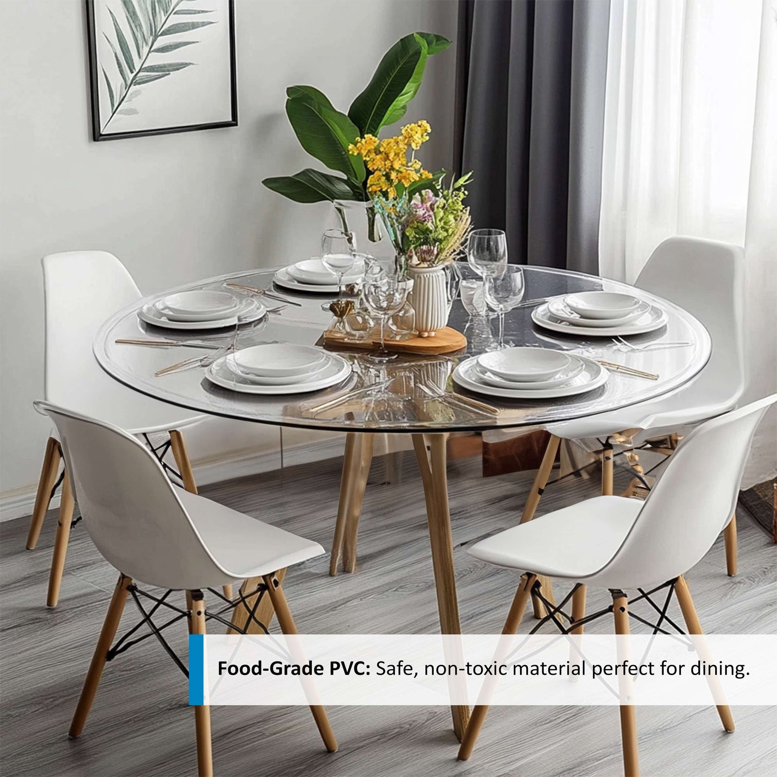 Pvc Round Table Protector Mat - Transparent | 90cm | Clear