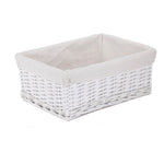 Wicker White Wicker Cotton Lined Storage Basket | Large | White
