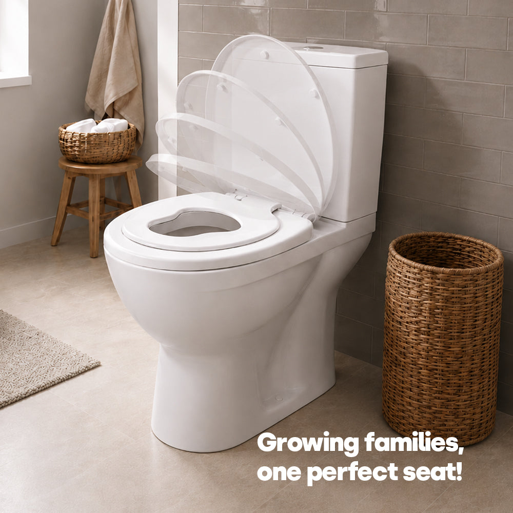 Livivo Soft Close Family Toilet Seat - Oval White With Quick Release Button For Easy Cleaning