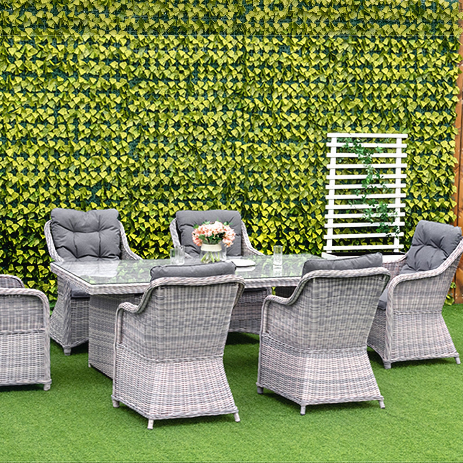 7 Pcs Patio Pe Rattan Wicker Dining Set