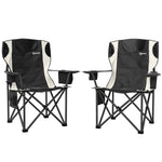 Set Of 2 Folding Camping Chairs With Cooler Bag | Black