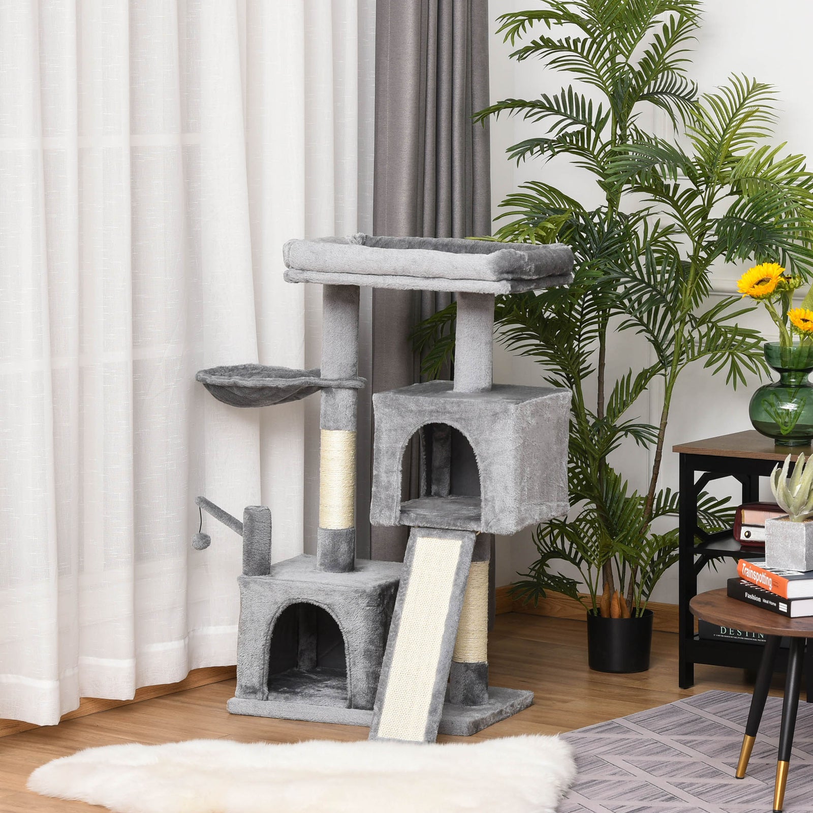 111cm Cat Tree Tower Activity Centre W/ Scratching Post Condo Hammock