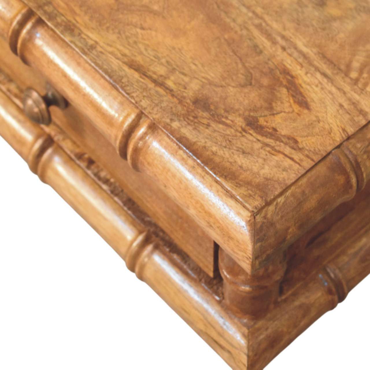 Bamboo Wall-mounted Console, 2 Drawers, Brown