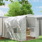 Reinforced Walk-in Polytunnel Greenhouse, 2x2.5m, White