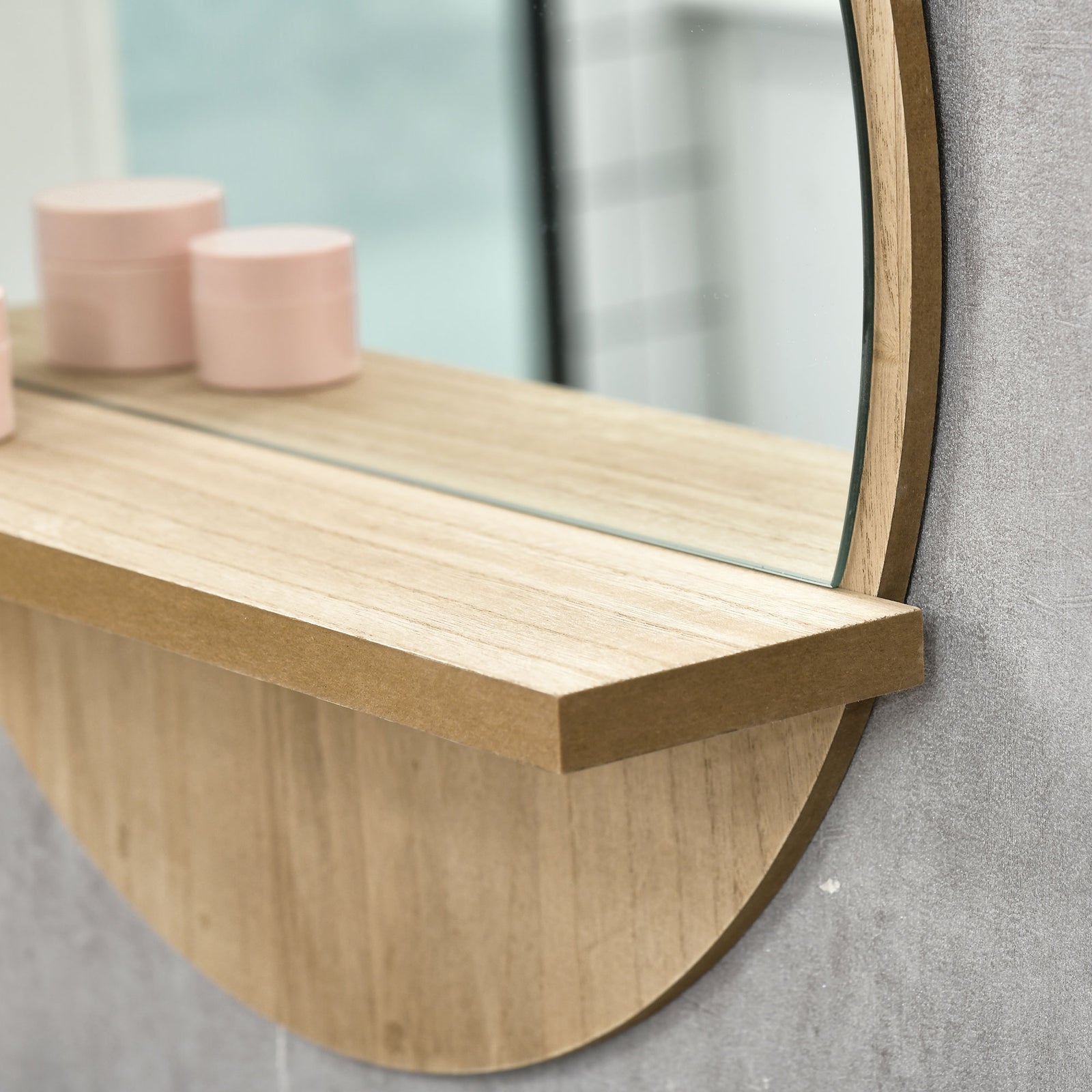 Round Mirror For Wall Makeup Mirror With Shelf | One Size | Natura