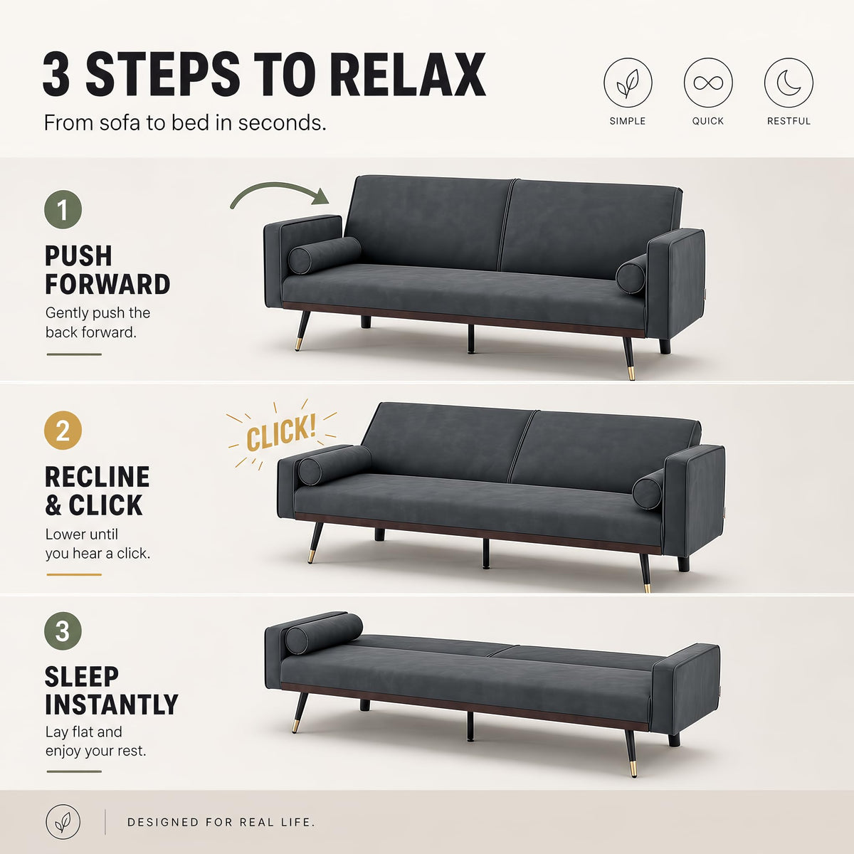 Jenna Suede Sofa Bed 3 Seater Living Room | Grey