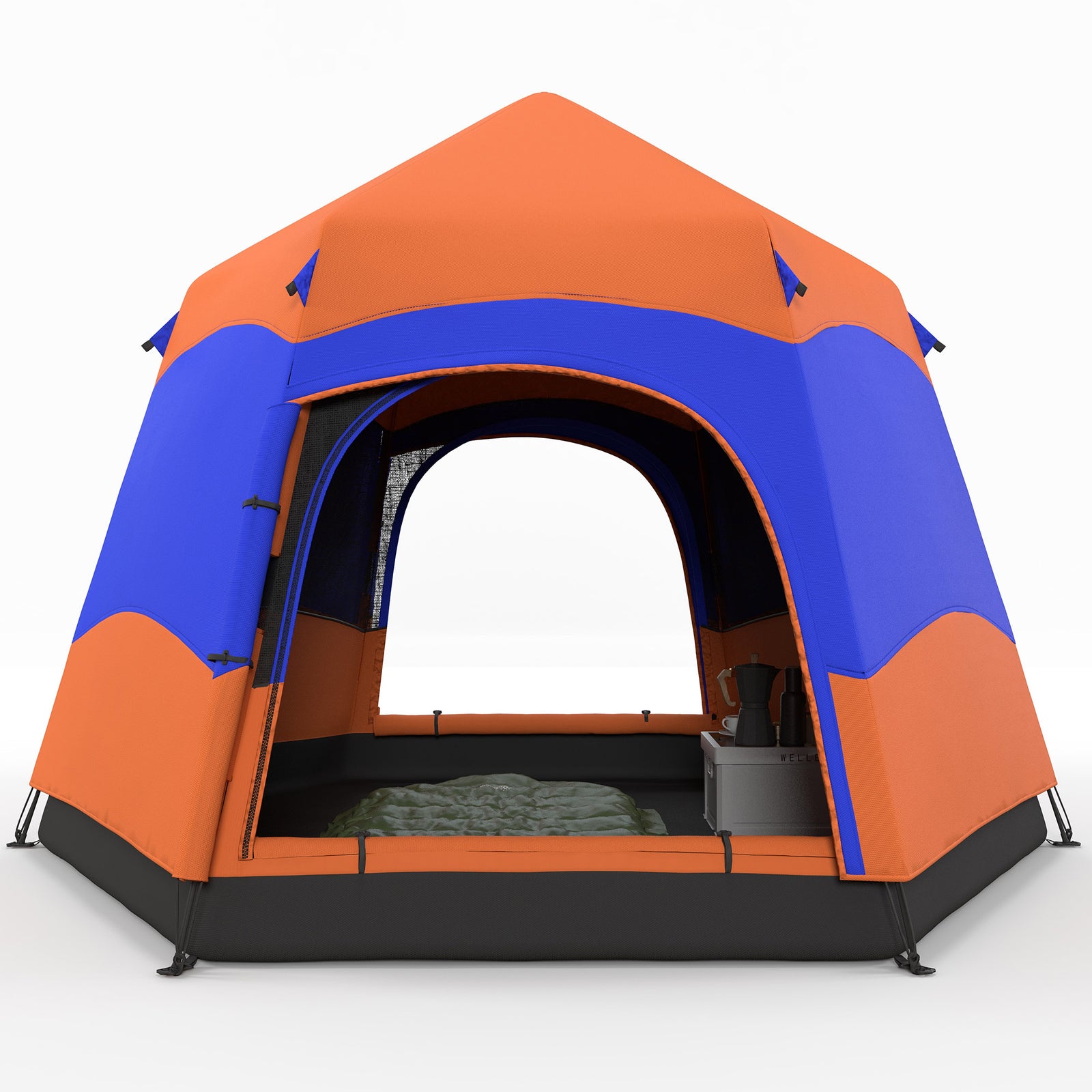 4 Person Pop Up Tent Camping Festival Hiking Shelter Family | Orange