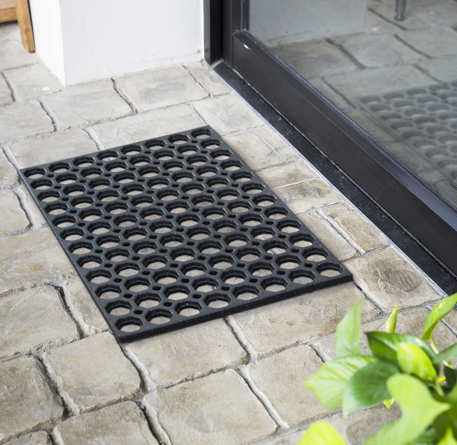 Rubber Ring Entrance Doormat | 120cm x 80cm | Black