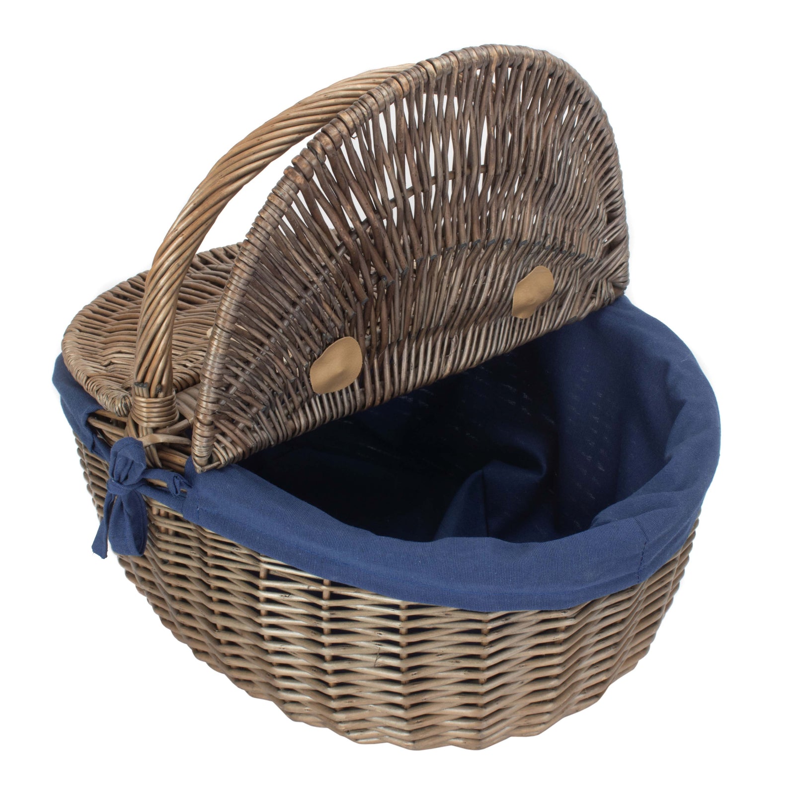 Wicker Antique Wash Finish Oval Picnic Basket | Blue