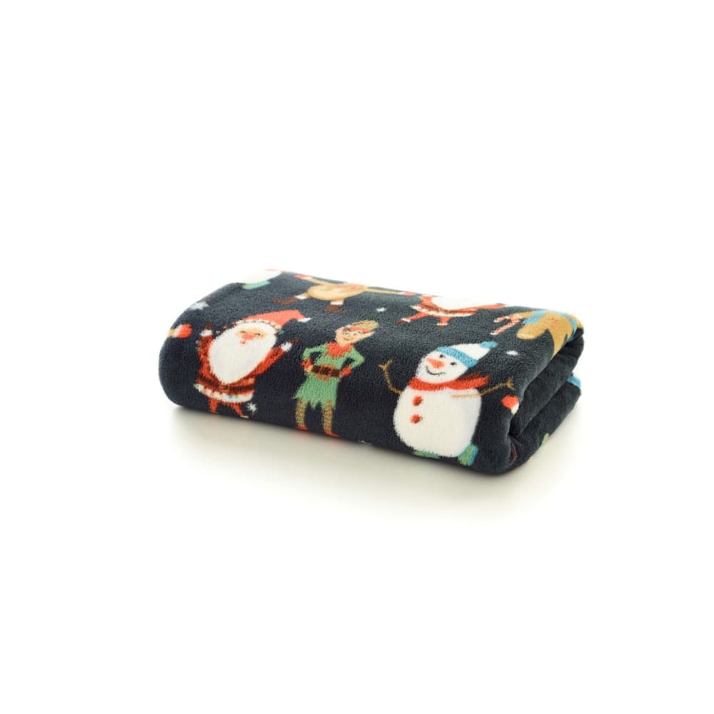 Festive Christmas Dancers Fleece Throw – Soft 140x180cm Blanket With Santa, Snowmen & Elves – Cosy Winter Sofa Blanket | 140cm x 180cm | Green