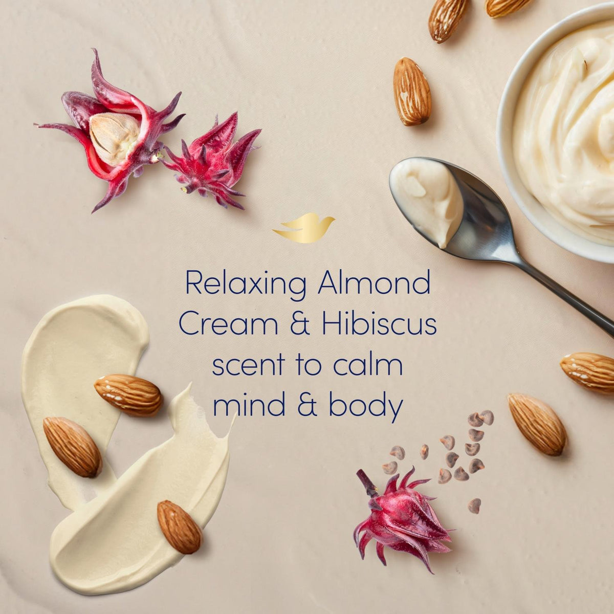 Caring Bath Soak - Almond Cream & Hibiscus, 1/4 Cream, 3 X 450ml