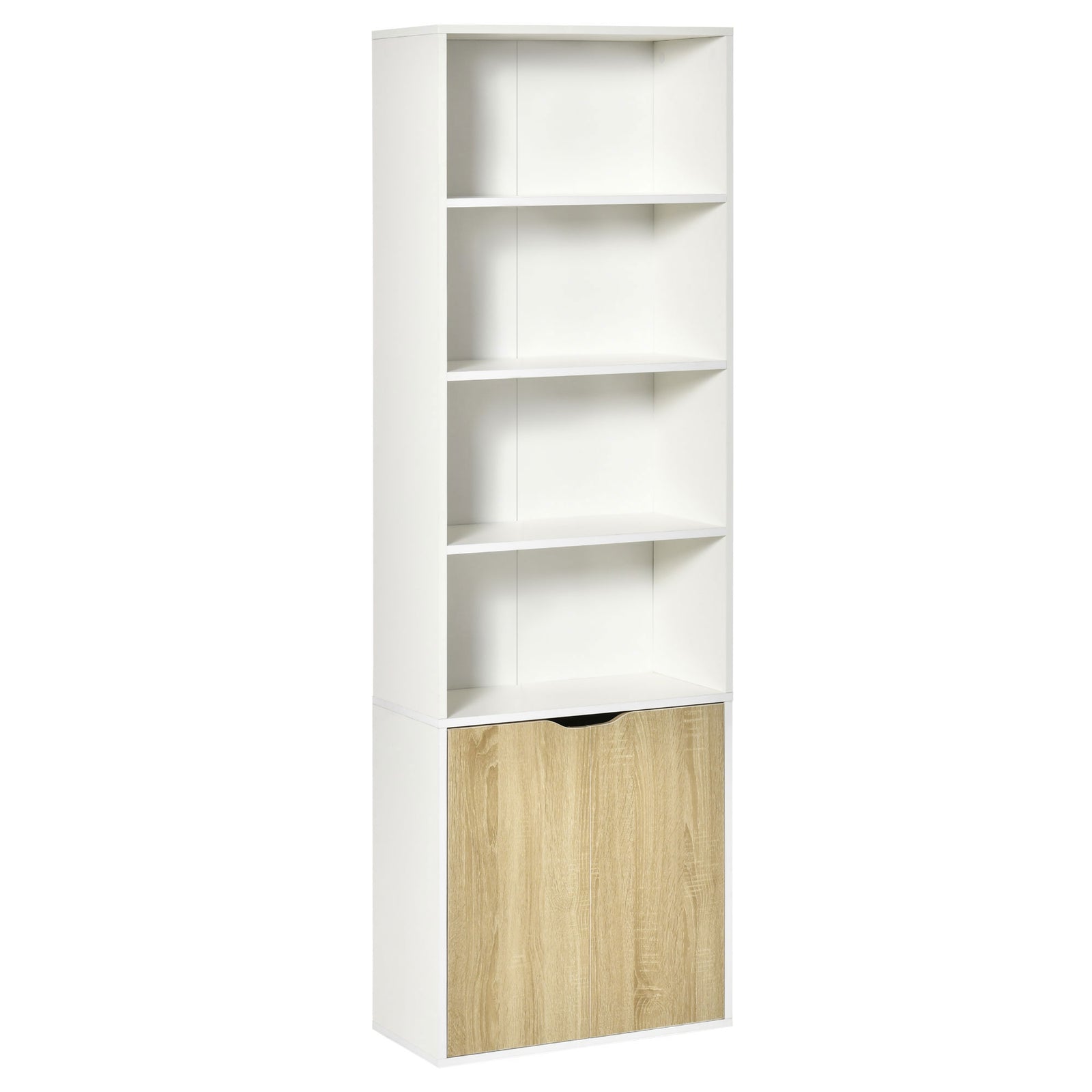 2 Door 4 Shelves Bookcase Wooden Storage Cabinet | One Size | Brown