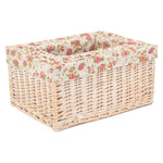 Wicker White Wash Garden Rose Lined Storage Basket | Set of 4 | Red