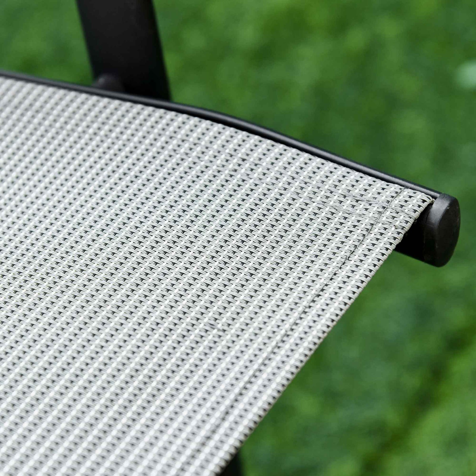 Outdoor Dining Set Steel Frames W/ 4 Chairs Coffee Table | 7 | Gray