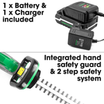 Cordless Hedge Trimmer 18v Li Ion Battery Charger And Guard Included