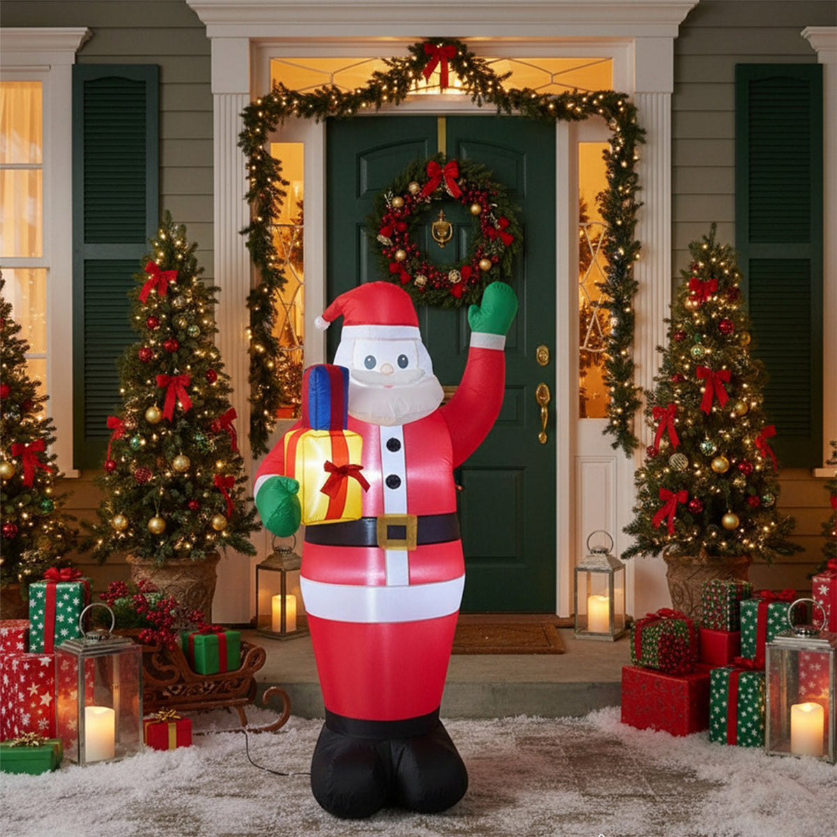 Breeins 180cm/6ft Blow Up Christmas Santa Claus Inflatable Decoration With Led Lights