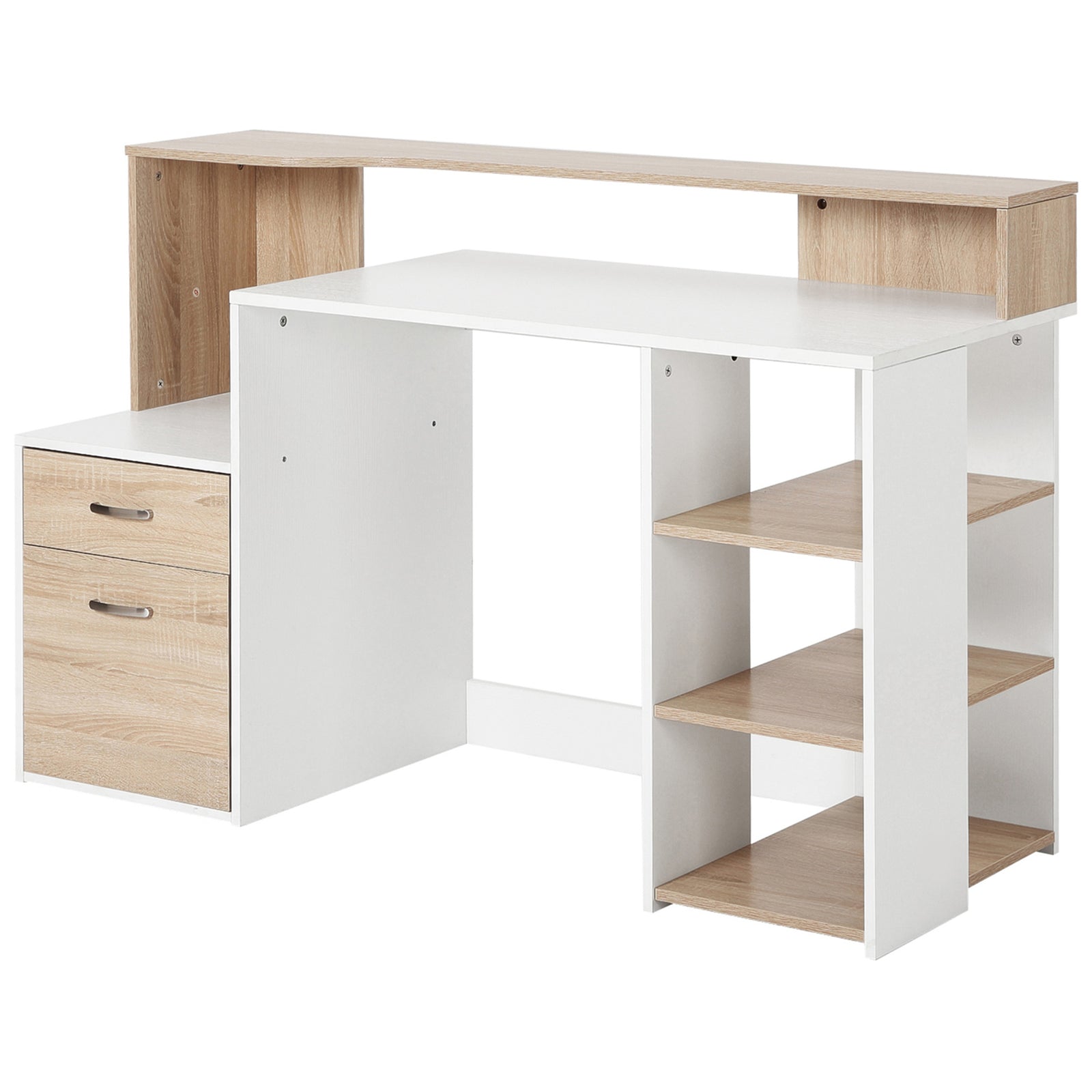 Multi-storage & Workstation Desk Table Storage Shelves Home | White