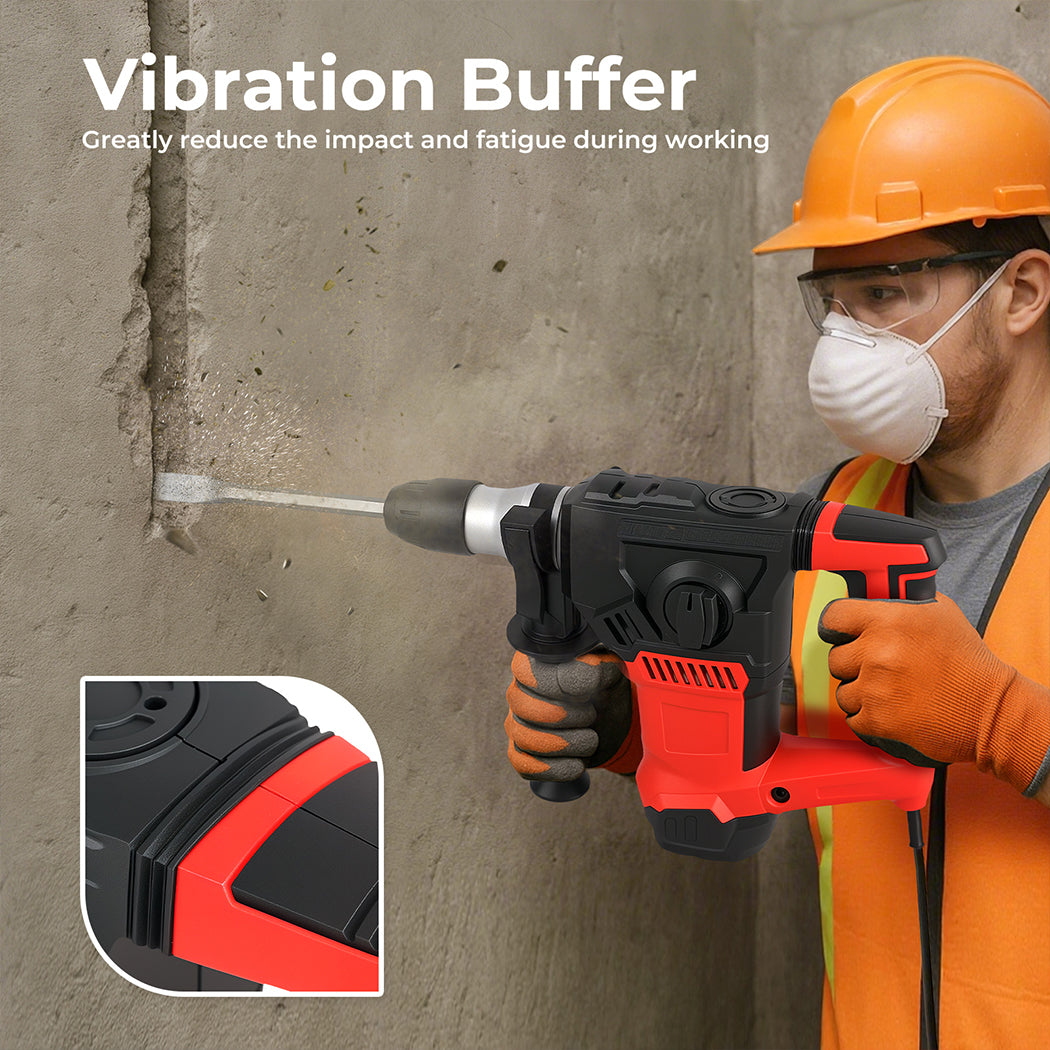 Hammer Drill Heavy Duty Corded Electric Impact Driver With Bit Set | Red