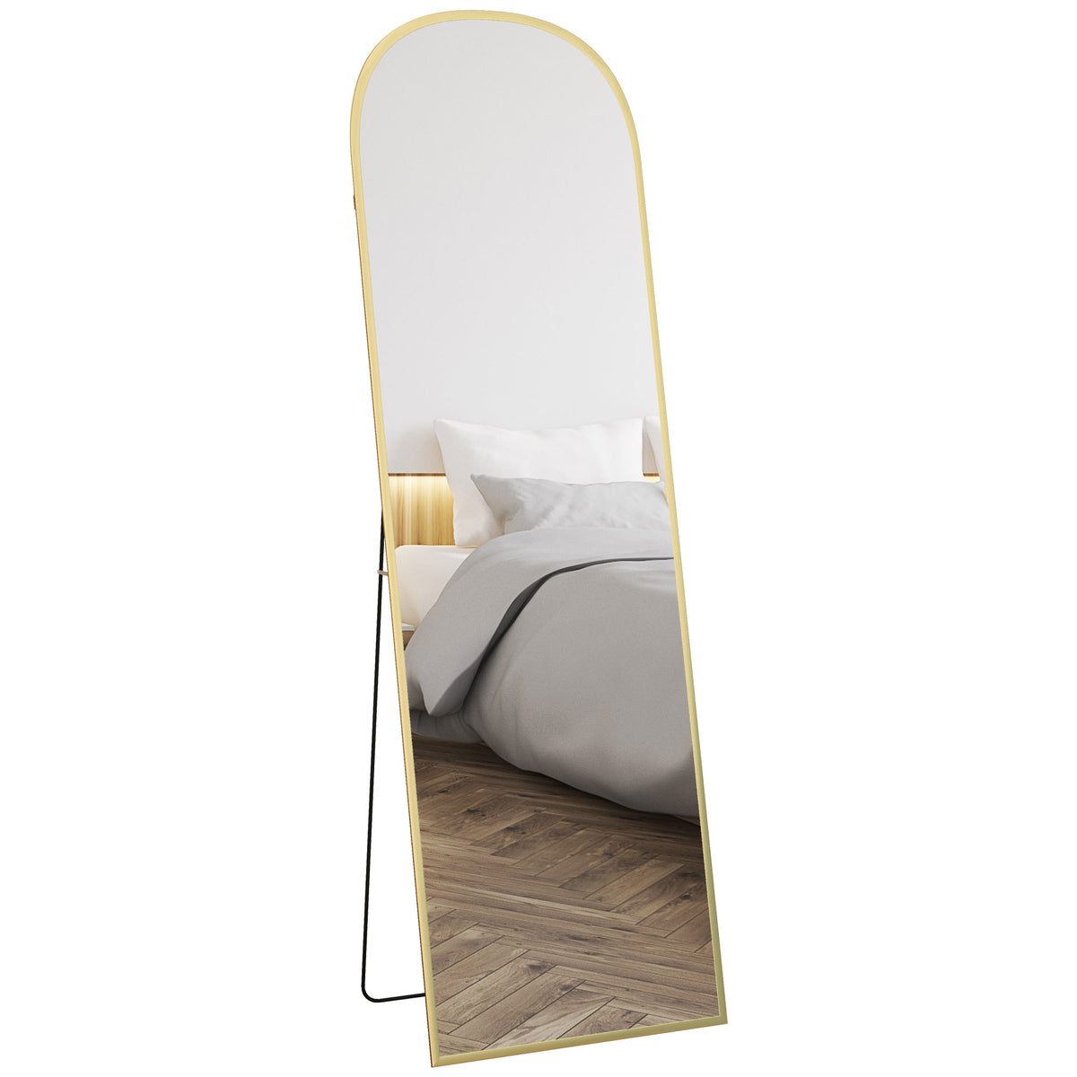 HOMCOM Full Length Mirror, Aluminium Frame Gold