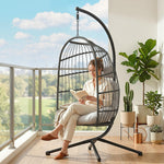 Hanging Egg Chair, Outdoor Swing Chair With Stand | Dark Grey