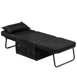 Folding Sleeper Chair Bed With Pillow And Side Pockets | One Size | Black