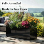 Zinc Galvanised Trough Planter | 100cm x 40cm x 40cm | Black Gloss