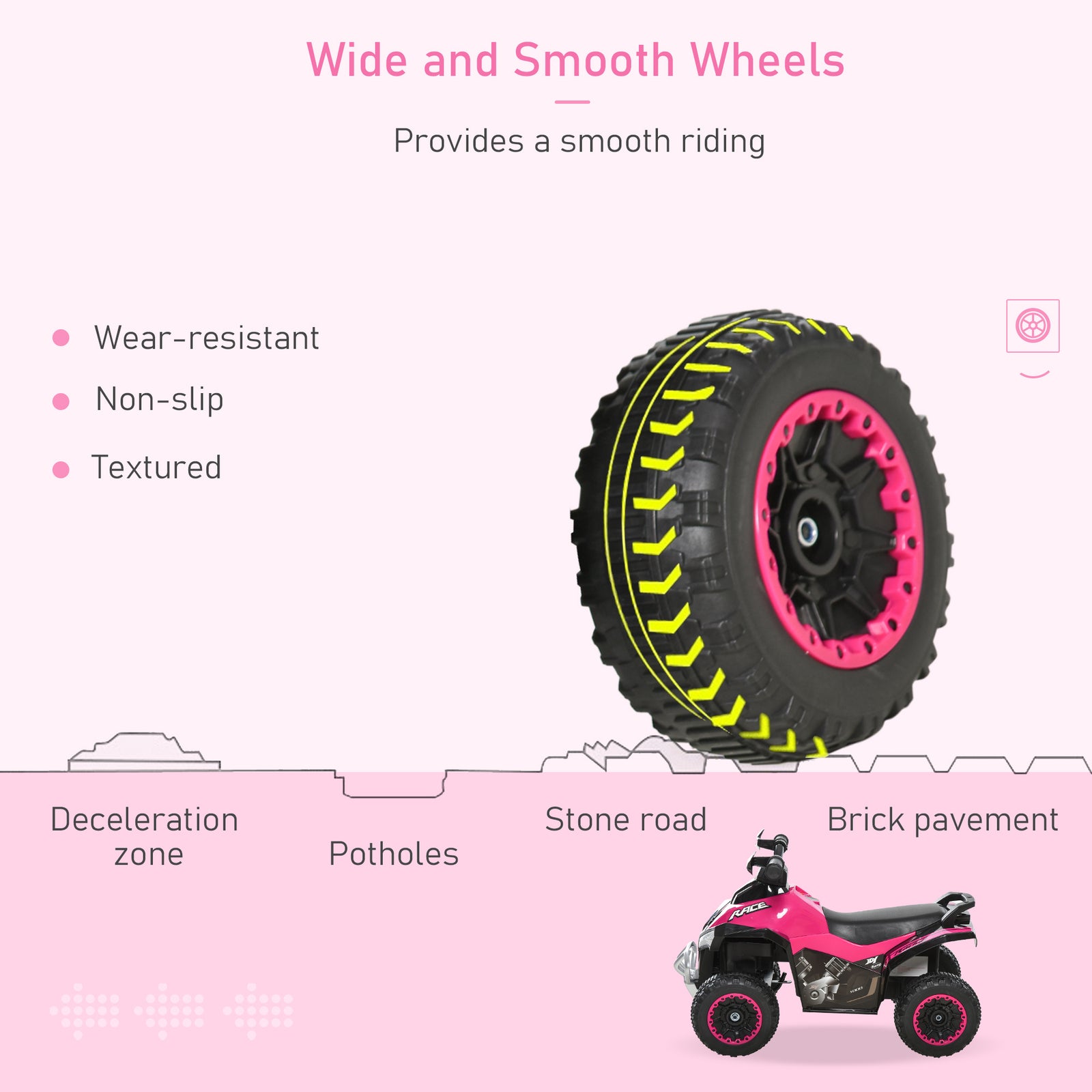 No Power Quad Toddler Ride On Car Foot-to-floor Sliding | Pink