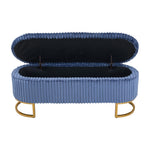 Corduroy Upholstered Storage Bench | Blue