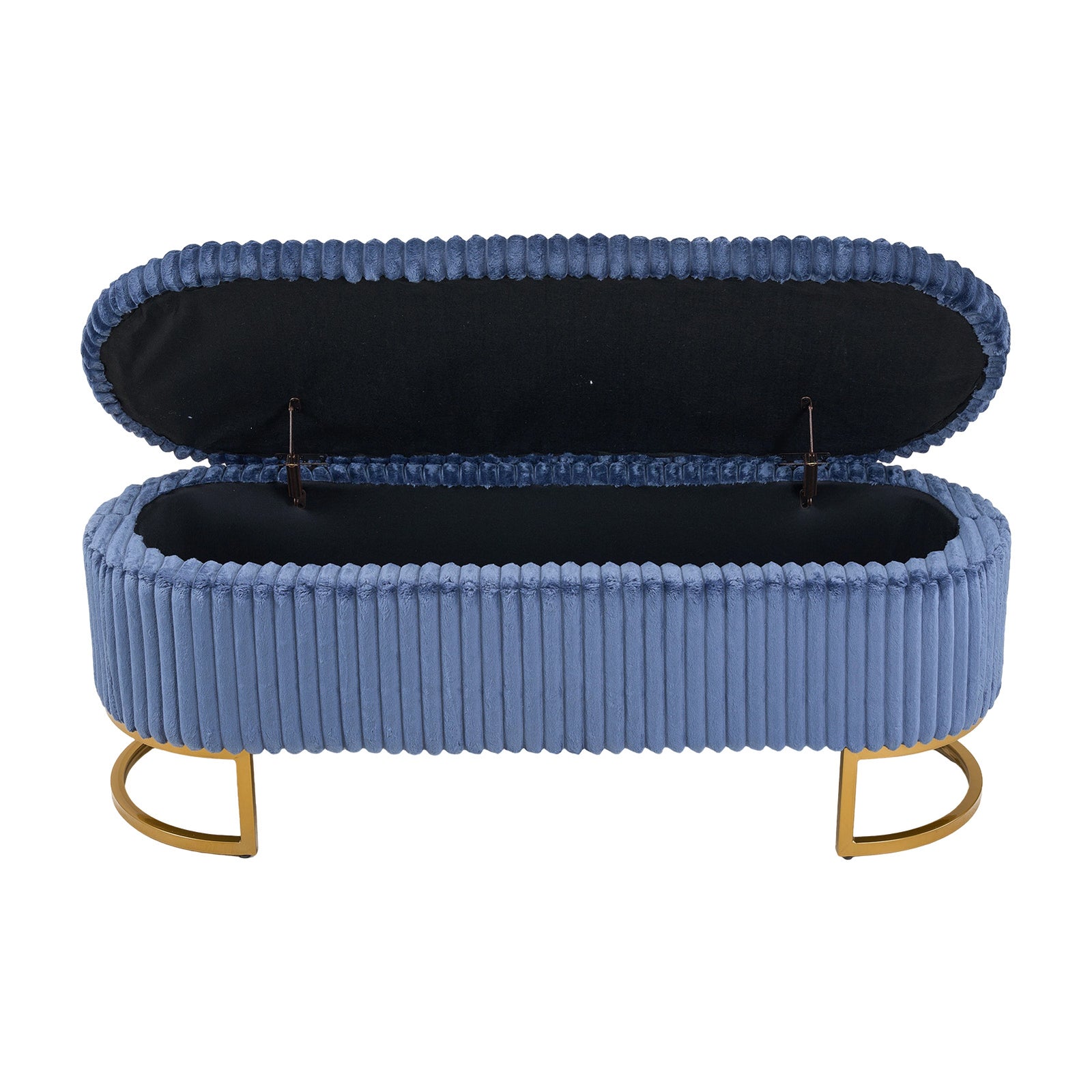 Corduroy Upholstered Storage Bench | Blue