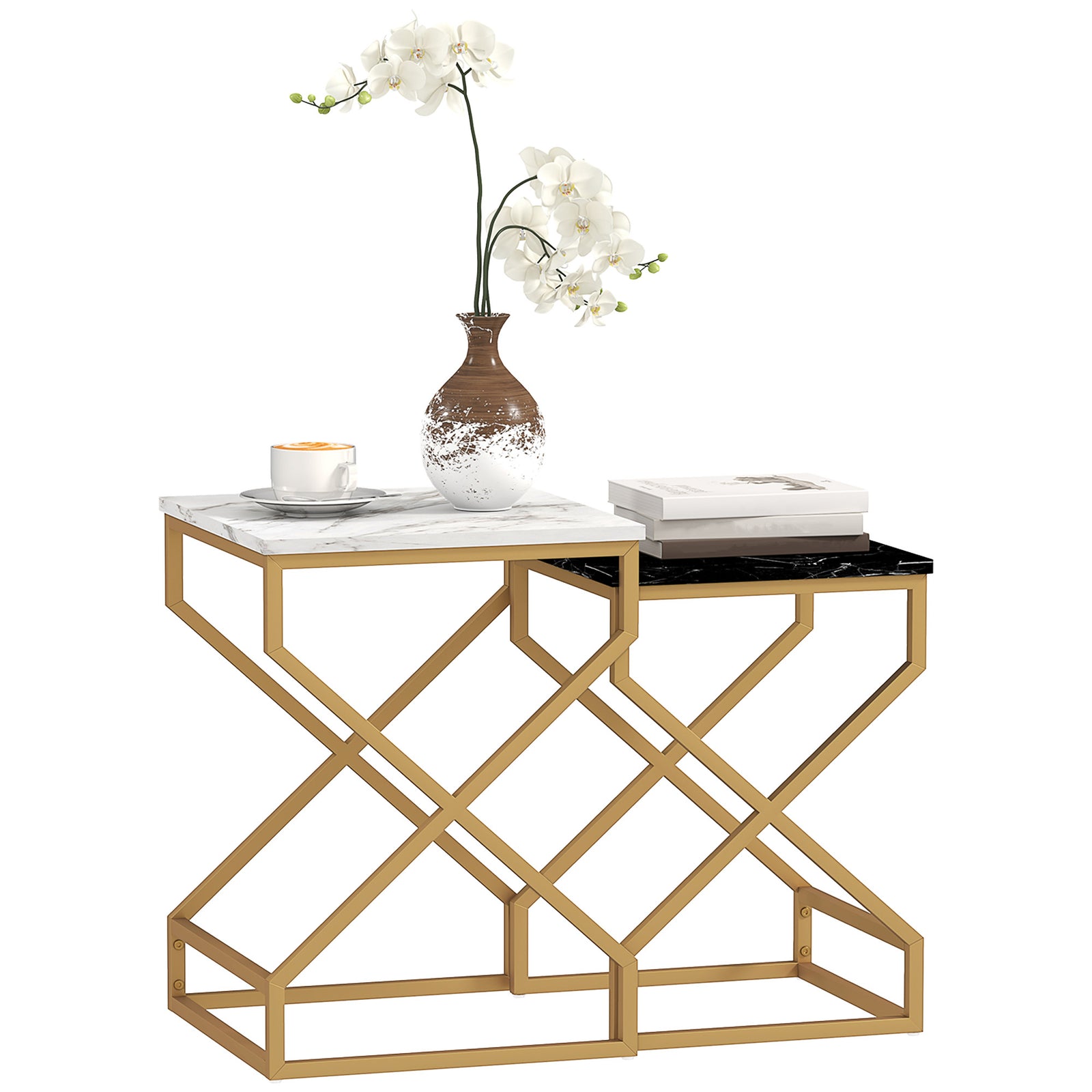 Nest Of Tables, Coffee Table Set With Steel Frame