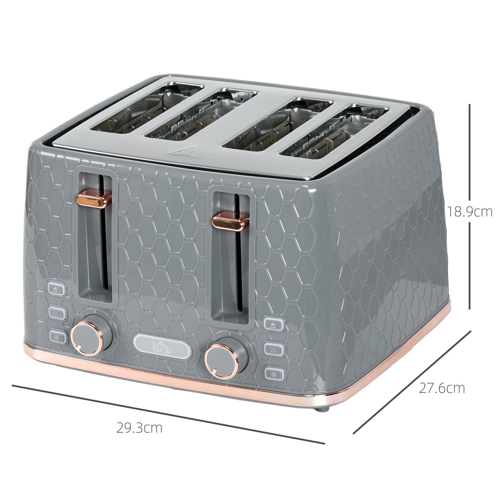 Toaster With 4 Slot, 7 Browning Levels, 1600w  Honeycomb | One Size