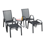 Brooke 5 Piece Black Bistro Set With Foot Stools