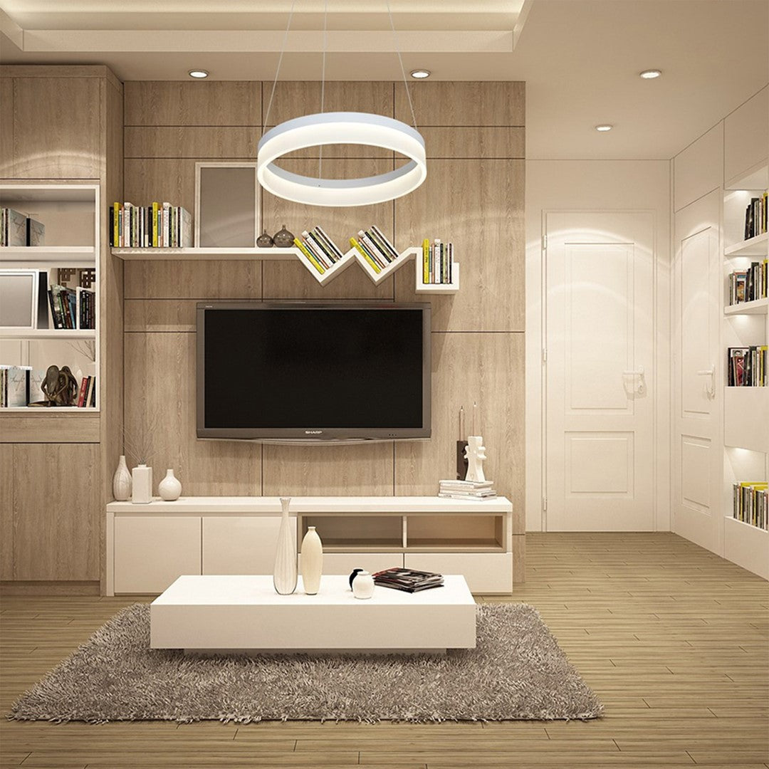 Ring 40cm Led Designer Pendant Lamp A Stunning Centrepiece Formed From A Hypnotic White Circular 24w(120w) Led Hoop
