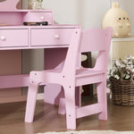 Kids Dressing Table Set W/ Stool, Mirror, Drawers | Pink